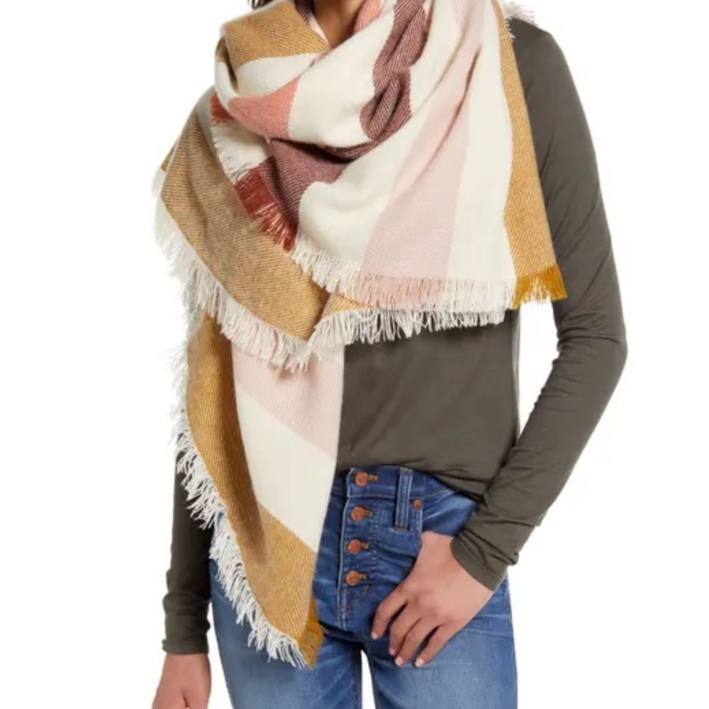 Madewell | Bold Stripe Blanket Square Scarf In Bright Berry Natural